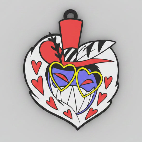 BacxnzPrints 3D Printed Pop Culture & Various Keychains Hazbin Hotel (Valentino)