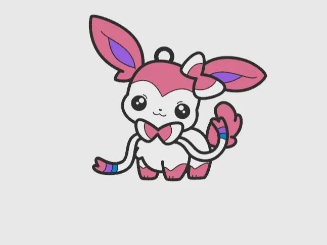 BacxnzPrints 3D Printed Pop Culture & Various Keychains Chibi Sylveon