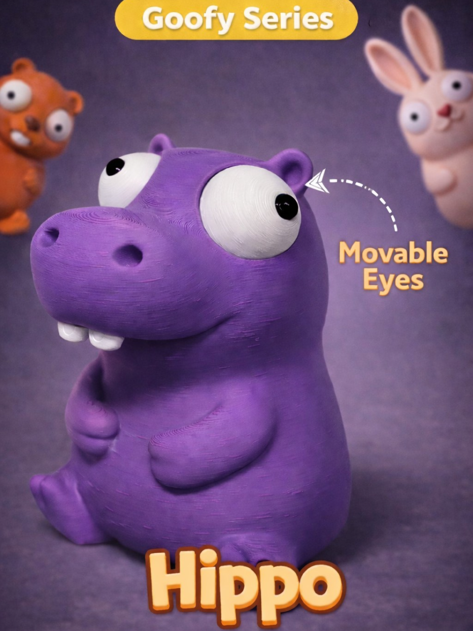 BacxnzPrints 3D Printed Goofy Characters Hippo