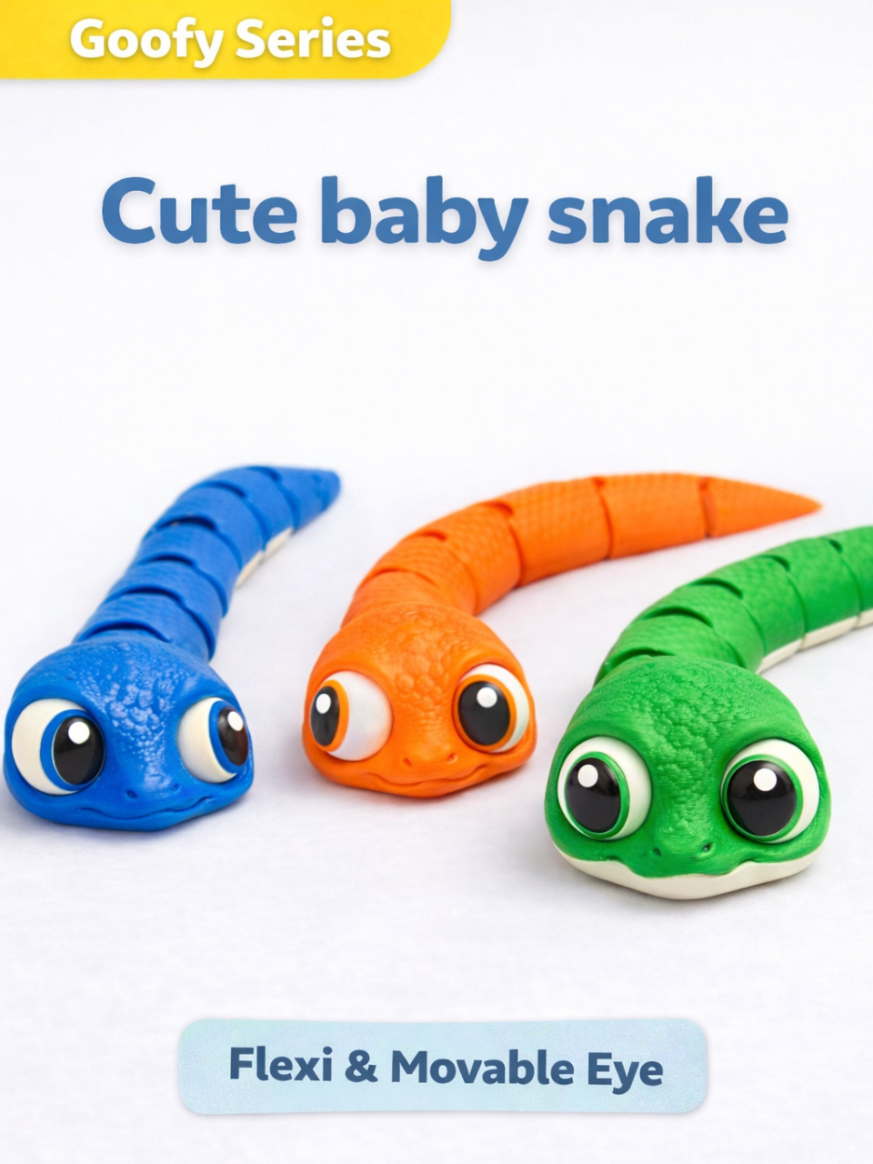 BacxnzPrints 3D Printed Mini Articulated Goofy Characters Worm