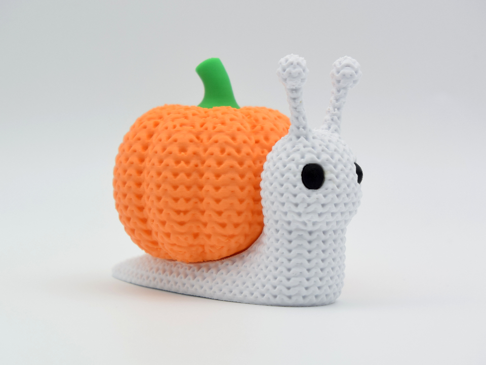 BacxnzPrints 3D Printed Halloween Woven Buddies Snail Pumpkin